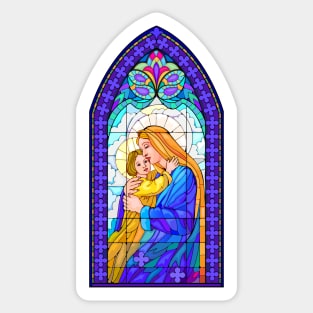 Illustration of the Virgin Mary and Child Sticker